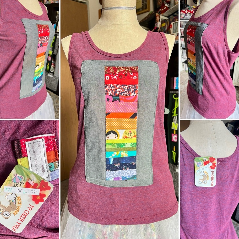 Maroon Tank Top Rainbow Quilt